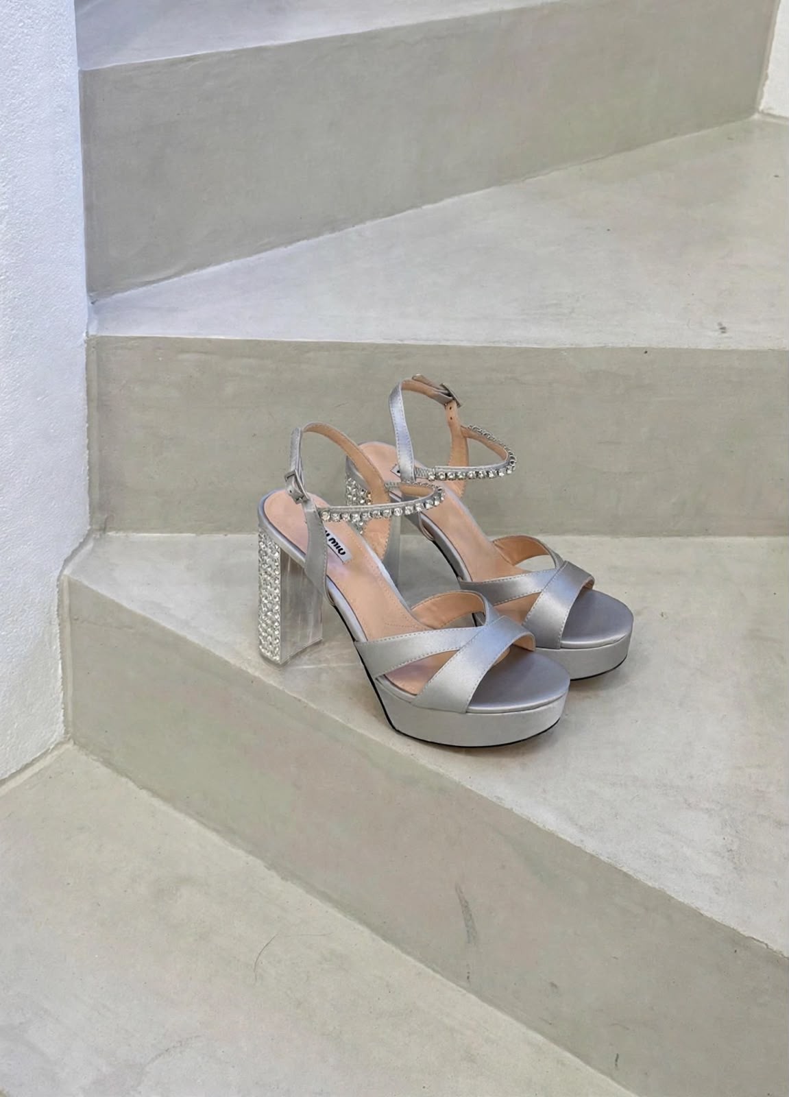 Miu miu crystal-embellished 110 platform heels in silver Miu miu crystal-embellished 110 platform heels in silver
