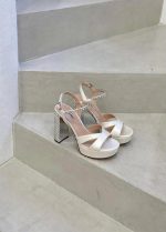 Miu miu crystal-embellished 110 platform heels in white