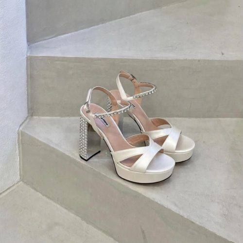 Miu miu crystal-embellished 110 platform heels in white