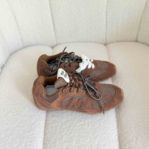 Miu miu x new balance 530 sl suede and mesh sneakers in brown