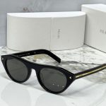 Prada Metal Plaque Black Cat-Eye Sunglasses
