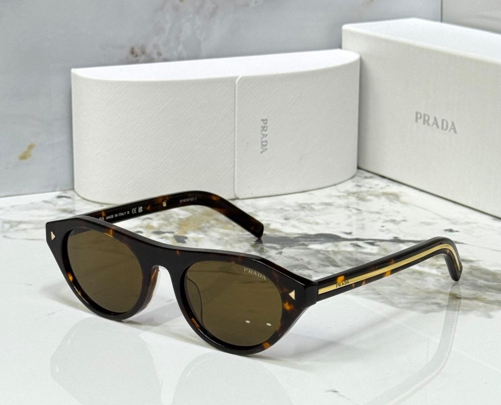 Prada Metal Plaque Tortoise Cat-Eye Sunglasses