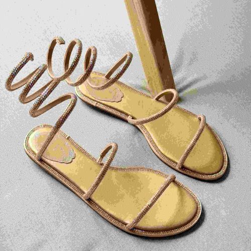 René Caovilla Cleo Champagne Flat Sandal