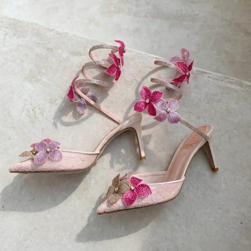 Rene caovilla 105 mm floriane pink heels