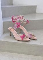 Rene caovilla 105 mm floriane pink heels