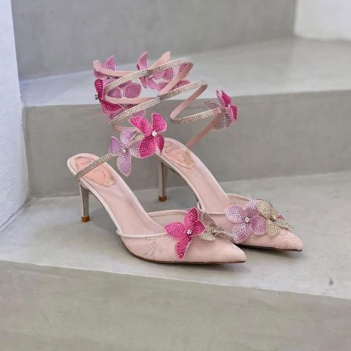 Rene caovilla 105 mm floriane pink heels