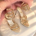 Rene caovilla chandelier crystal-embellished satin heels in champagne gold