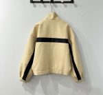 Saint laurent embroidered striped cotton jacket beige