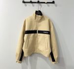 Saint laurent embroidered striped cotton jacket beige