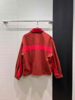 Saint laurent embroidered striped cotton jacket red.