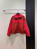 Saint laurent embroidered striped cotton jacket red..