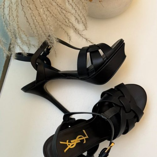 Saint laurent tribute platform heels in black leather