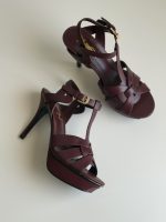 Saint laurent tribute platform heels in burgundy leather