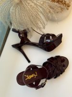 Saint laurent tribute platform heels in burgundy leather