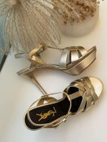 Saint laurent tribute platform heels in gold leather