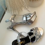 Saint laurent tribute platform heels in silver leather