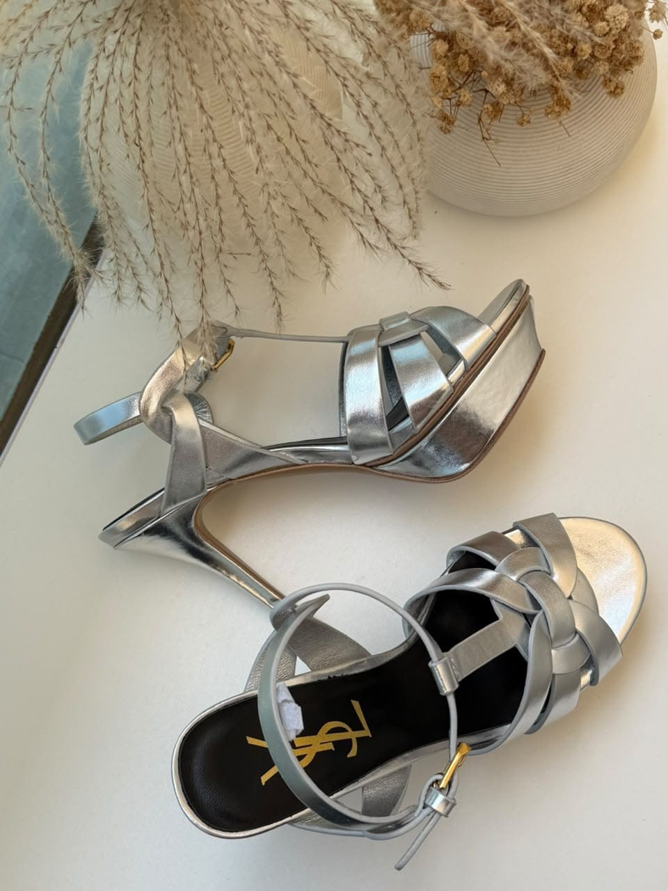 Saint laurent tribute platform heels in silver leather Saint laurent tribute platform heels in silver leather