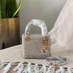 Silver Crystal-Beaded and Embroidered Miniature Handbag