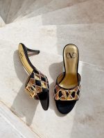 Valentino garavani vlogo signature black golden sequin heels