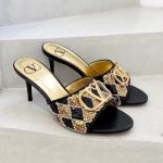 Valentino garavani vlogo signature black and golden sequin heels