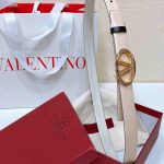 Valentino garavani vlogo signature reversible light beige calfskin belt
