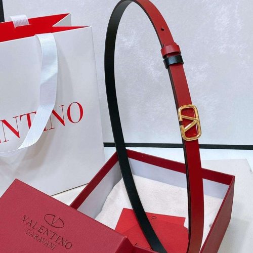 Valentino garavani vlogo signature reversible red and black leather belt with gold tone buckle