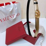 Valentino garavani vlogo signature reversible shiny gold calfskin belt