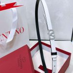 Valentino garavani vlogo signature reversible white and black leather belt with crystal buckle