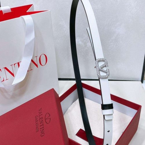 Valentino garavani vlogo signature reversible white and black leather belt with crystal buckle