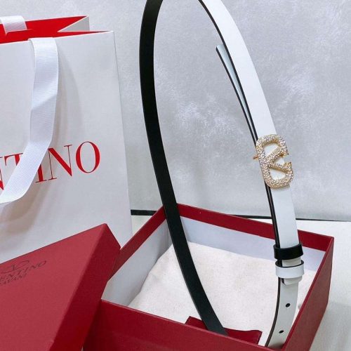 Valentino garavani vlogo signature reversible white leather belt with crystal buckle
