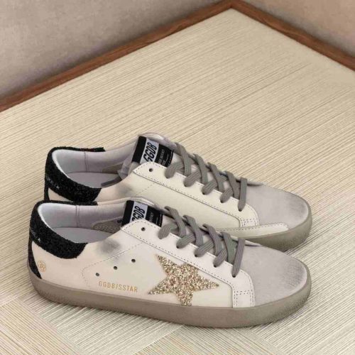 Golden goose black glitter heel tab superstar sneakers
