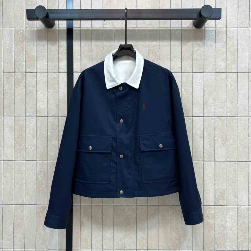 YSL reversible work jacket navy blue & white