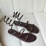 brown satin Ren Caovilla Cleo Flat Sandals