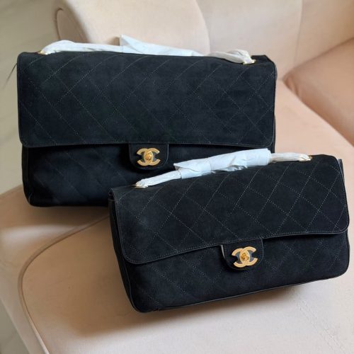chanel suede leather souplissimo flap bag black