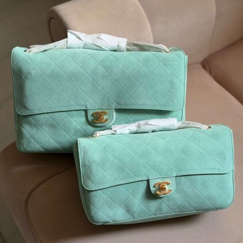 chanel suede leather souplissimo flap bag glacier mint