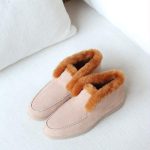 Loro piana open walk contrasting fur ankle boots beige & brown