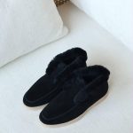 Loro piana open walk fur ankle boots black