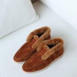 loro piana open walk fur ankle boots camel brown