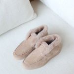 Loro piana open walk fur ankle boots cream beige