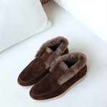 Loro piana open walk fur ankle boots dark brown
