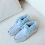 Loro piana open walk fur ankle boots light blue