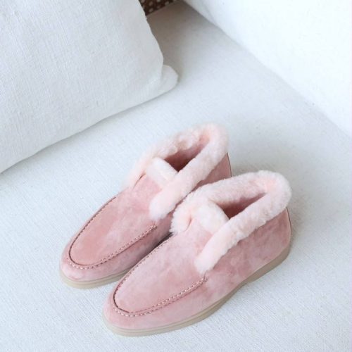 Loro piana open walk fur ankle boots pink